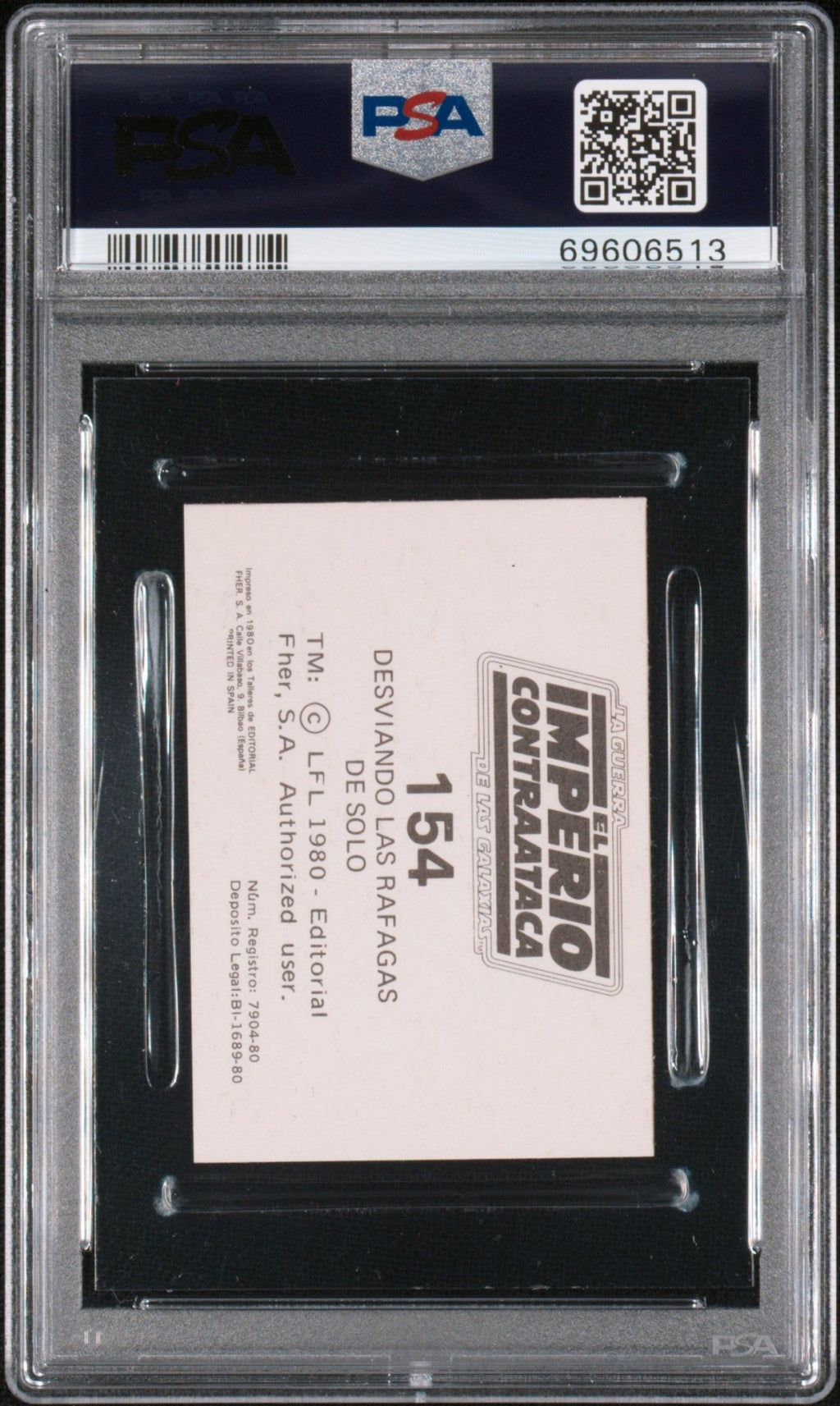 HAN SOLO DARTH VADER PSA 7 1980 Star Wars Fher Desviando Las Rafagas Solo #154 Star Wars Base Graded Cards - Hobby Gems