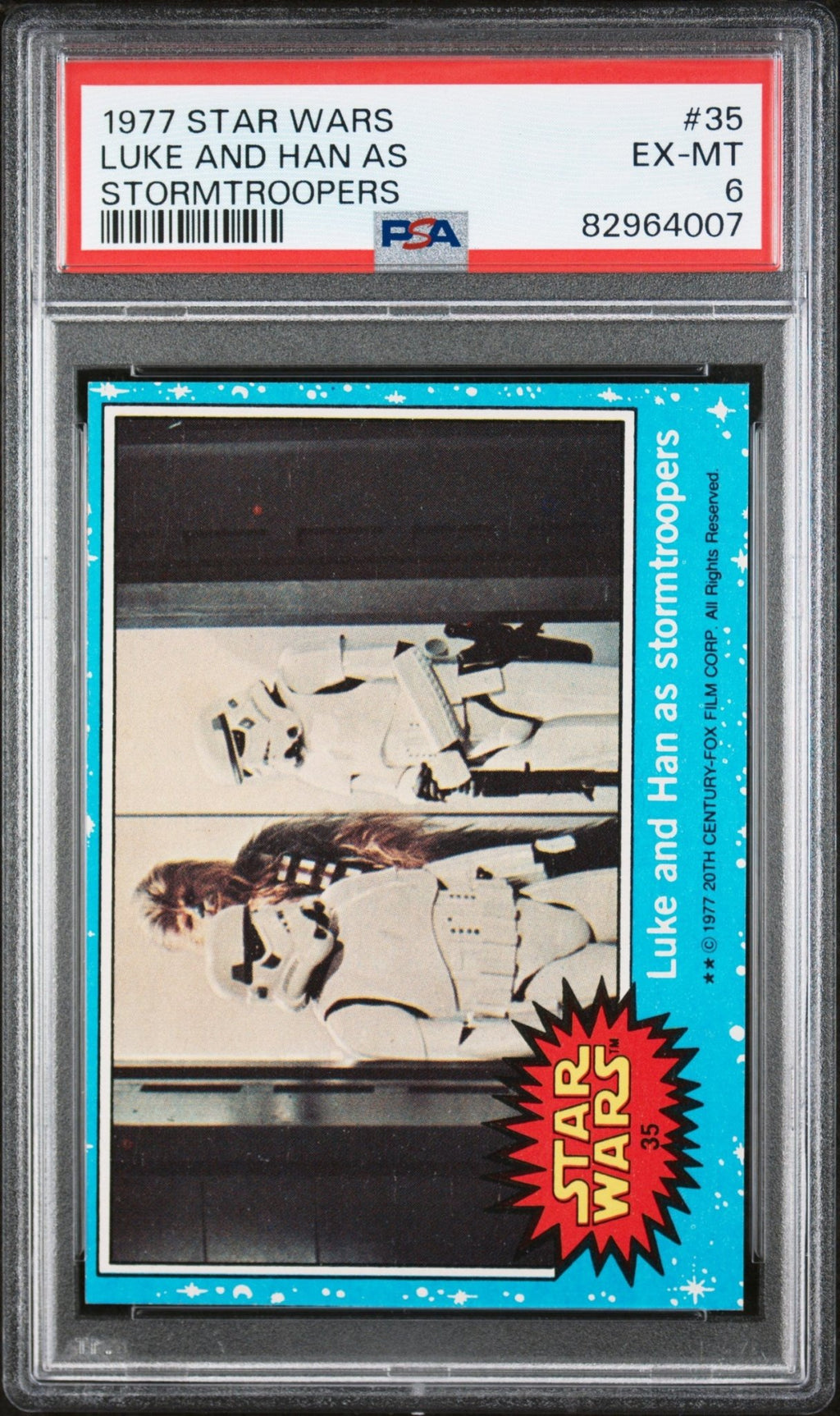 HAN SOLO LUKE SKYWALKER CHEWBACCA PSA 6 1977 Topps Star Wars Stormtroopers #35 Star Wars Base Graded Cards - Hobby Gems