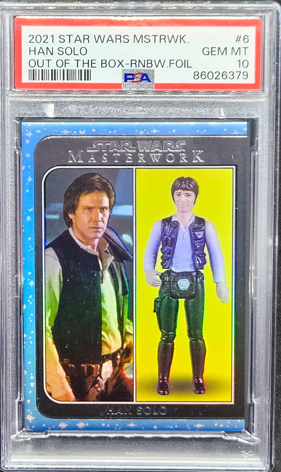 HAN SOLO PSA 10 2021 Topps Masterwork Star Wars Rainbow Foil #6 003/299 Star Wars Graded Cards Paralell Serial Numbered - Hobby Gems