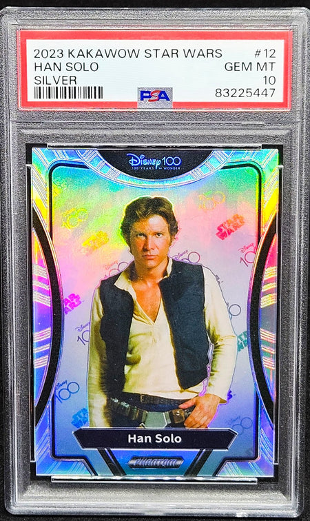 HAN SOLO PSA 10 2023 Kakawow Phantom Disney100 Star Wars Silver #12 Star Wars Graded Cards Parallel - Hobby Gems