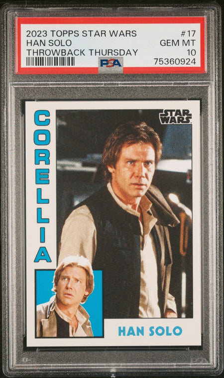 HAN SOLO PSA 10 2023 Topps Star Wars Throwback Thursday TBT #17 C4 Star Wars Base Graded Cards - Hobby Gems