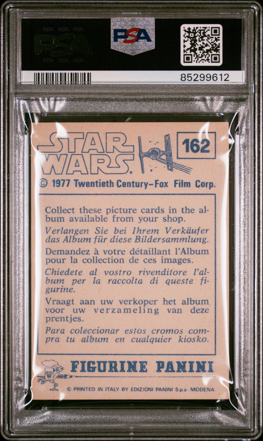 HAN SOLO PSA 3 1977 Panini Italy Star Wars Album Sticker #162 Star Wars Graded Cards Sticker - Hobby Gems