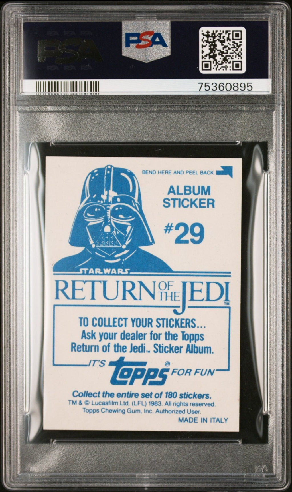 HAN SOLO PSA 7 1983 Topps Star Wars Return of the Jedi Album Sticker #29 Star Wars Graded Cards Sticker - Hobby Gems