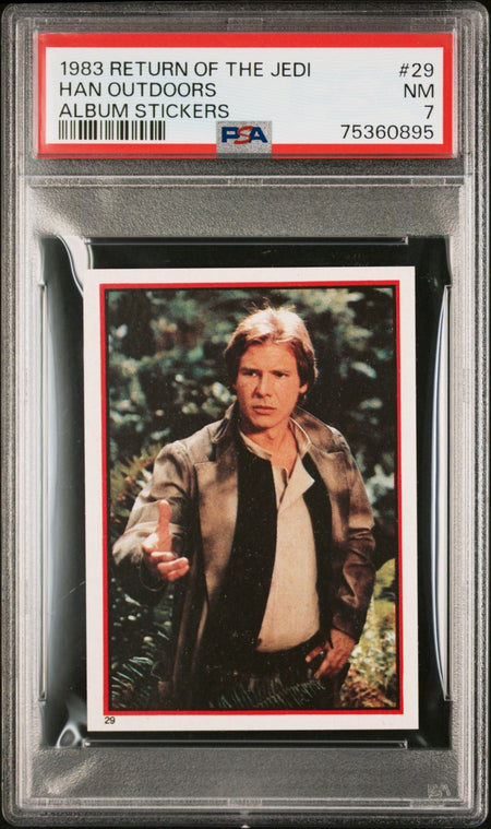 HAN SOLO PSA 7 1983 Topps Star Wars Return of the Jedi Album Sticker #29 Star Wars Graded Cards Sticker - Hobby Gems