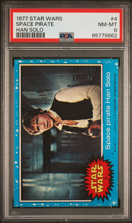 HAN SOLO PSA 8 1977 Topps Star Wars Space Pirate #4 Star Wars Base - Hobby Gems