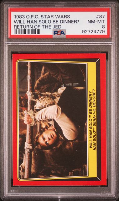 HAN SOLO PSA 8 1983 O - Pee - Chee OPC Star Wars Return of the Jedi #87 C1 Star Wars Base Graded Cards - Hobby Gems