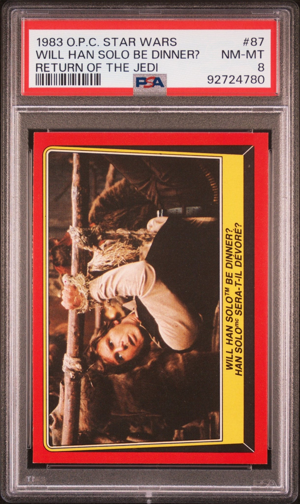 HAN SOLO PSA 8 1983 O - Pee - Chee OPC Star Wars Return of the Jedi #87 C2 Star Wars Base Graded Cards - Hobby Gems