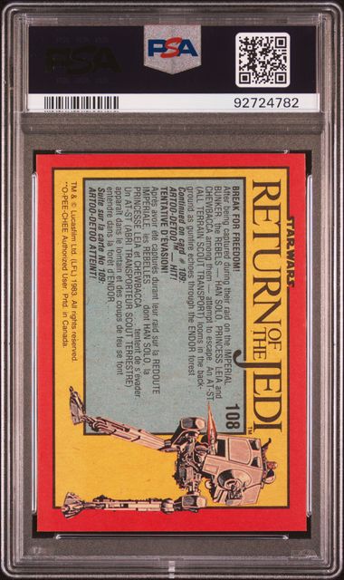 HAN SOLO PSA 8 1983 O - Pee - Chee Star OPC Wars Return of the Jedi #108 Star Wars Base Graded Cards - Hobby Gems