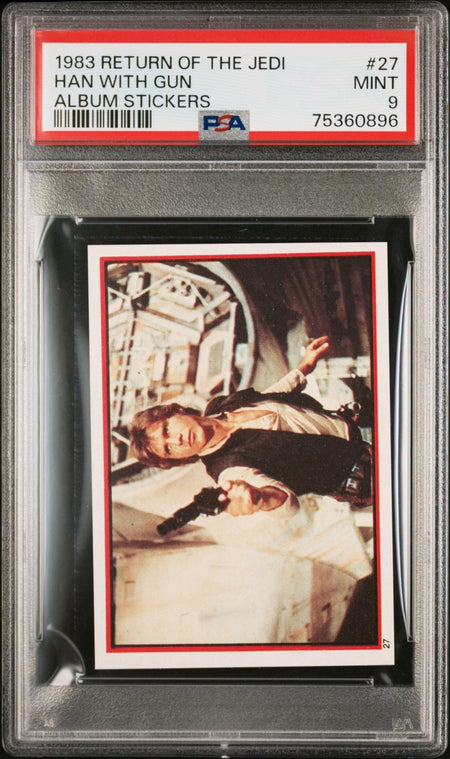 HAN SOLO PSA 9 1983 Topps Star Wars Return of the Jedi Album Sticker #27 Star Wars Graded Cards Sticker - Hobby Gems