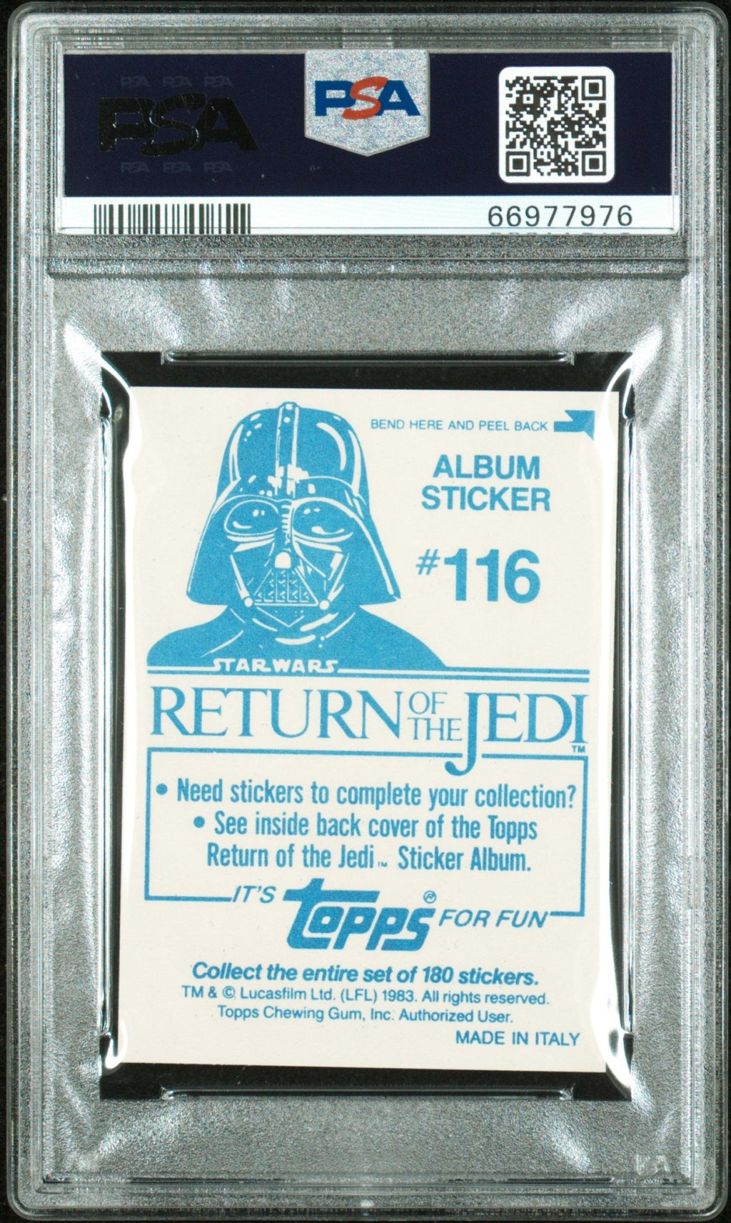 HAN SOLO PSA 9 1983 Topps Star Wars Return of the Jedi Topps Album Sticker #116 Star Wars Graded Cards Sticker - Hobby Gems