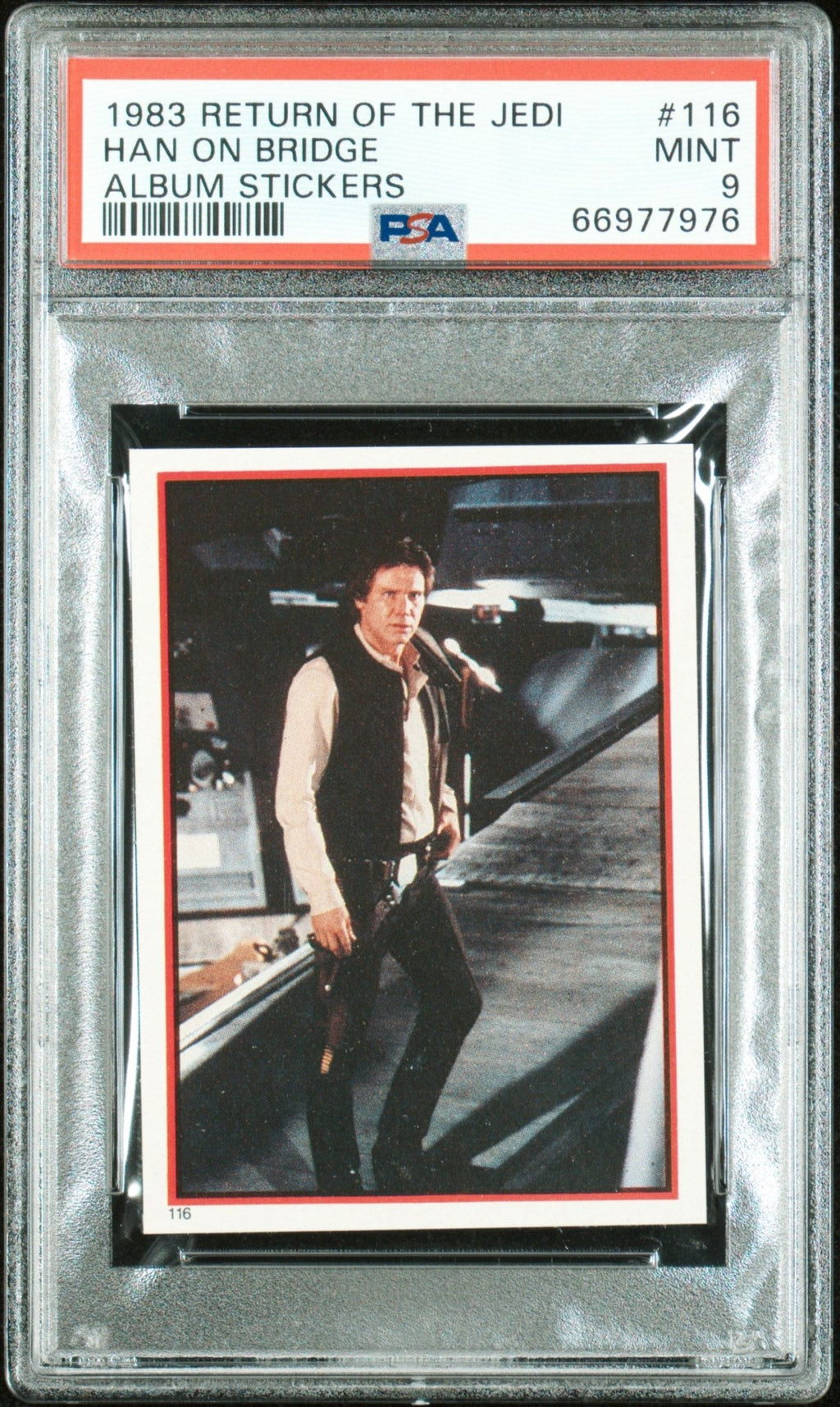 HAN SOLO PSA 9 1983 Topps Star Wars Return of the Jedi Topps Album Sticker #116 Star Wars Graded Cards Sticker - Hobby Gems