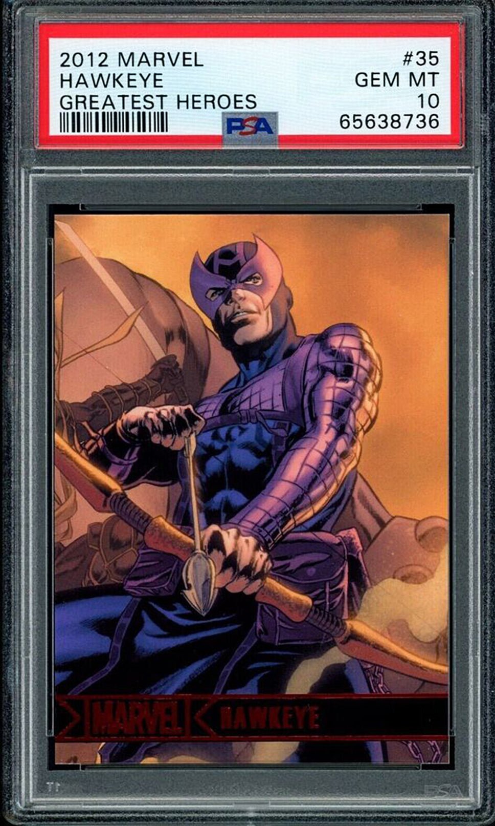 HAWKEYE PSA 10 2012 Rittenhouse Marvel Greatest Heroes #35 C2 Marvel Base Graded Cards - Hobby Gems