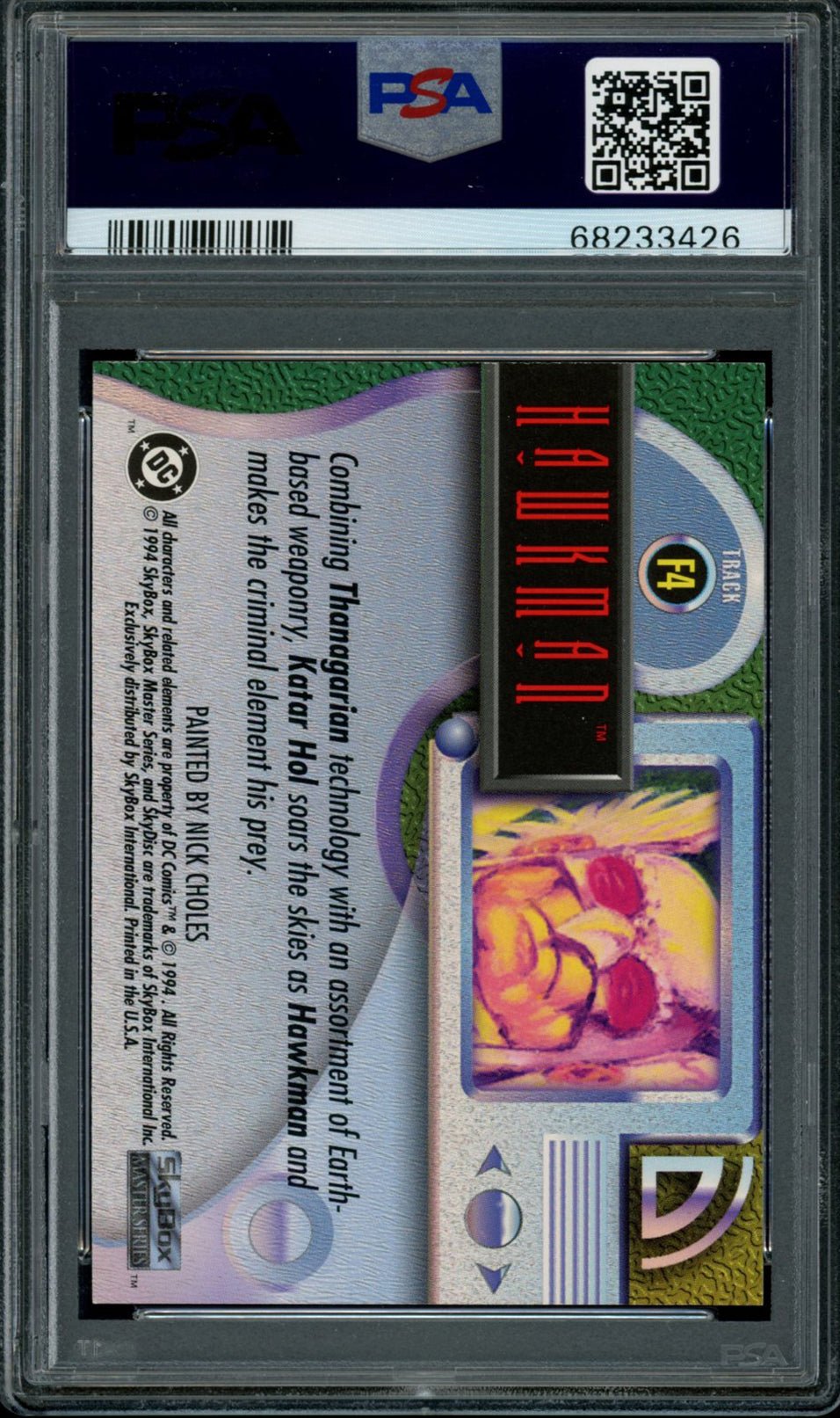 HAWKMAN PSA 9 1994 Skybox DC Master Series Foil #F4 DC Comics Graded Cards Insert - Hobby Gems