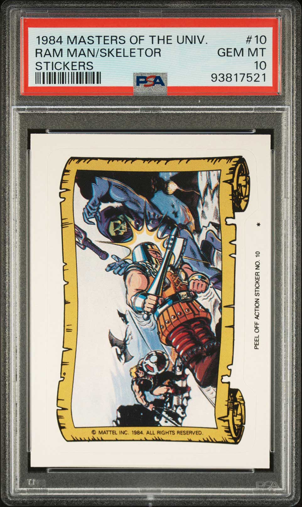 HE - MAN RAM MAN SKELETOR PSA 10 1984 Masters of the Universe Sticker #10 C1 Masters of the Universe Graded Cards Sticker - Hobby Gems