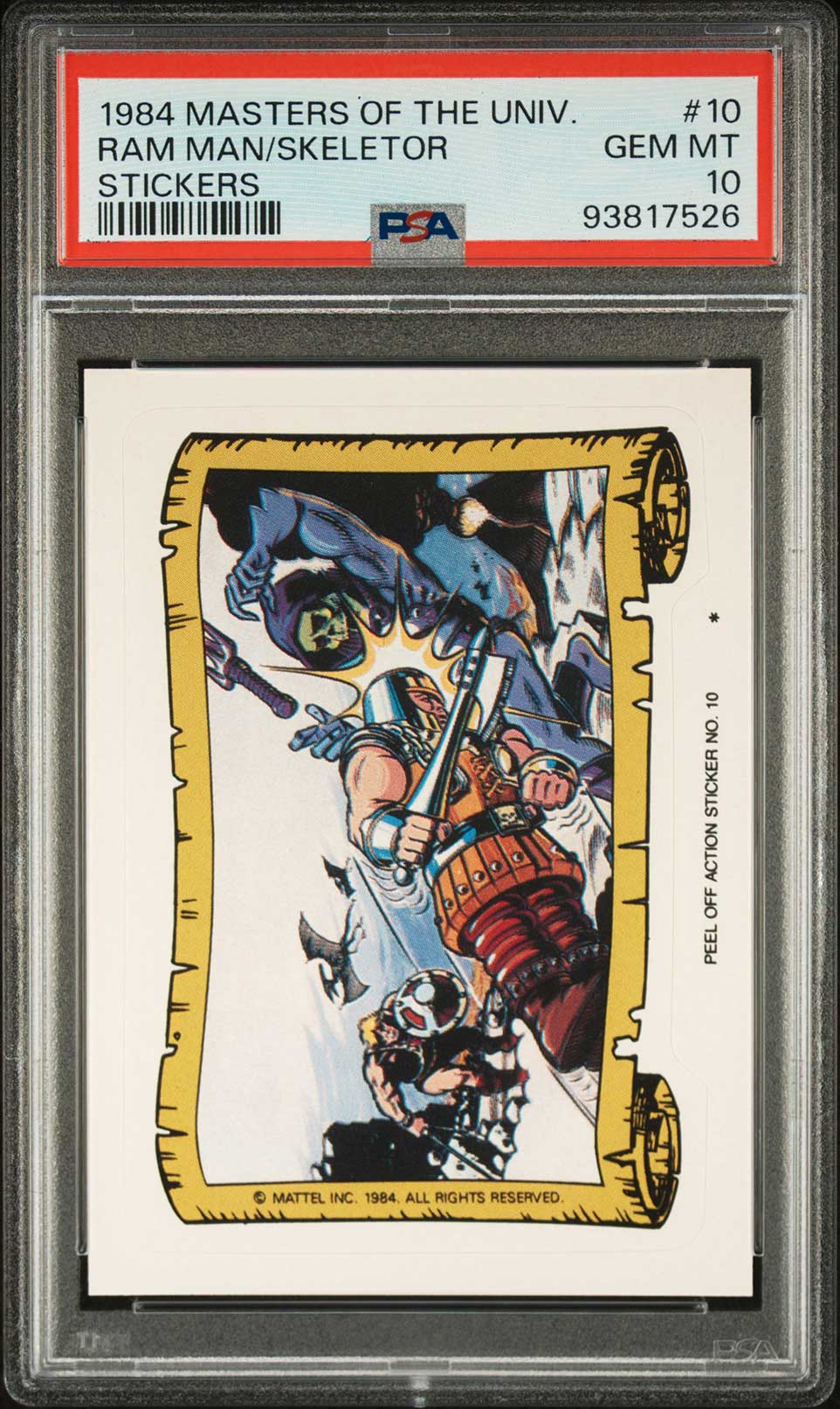 HE - MAN RAM MAN SKELETOR PSA 10 1984 Masters of the Universe Sticker #10 C6 Masters of the Universe Graded Cards Sticker - Hobby Gems