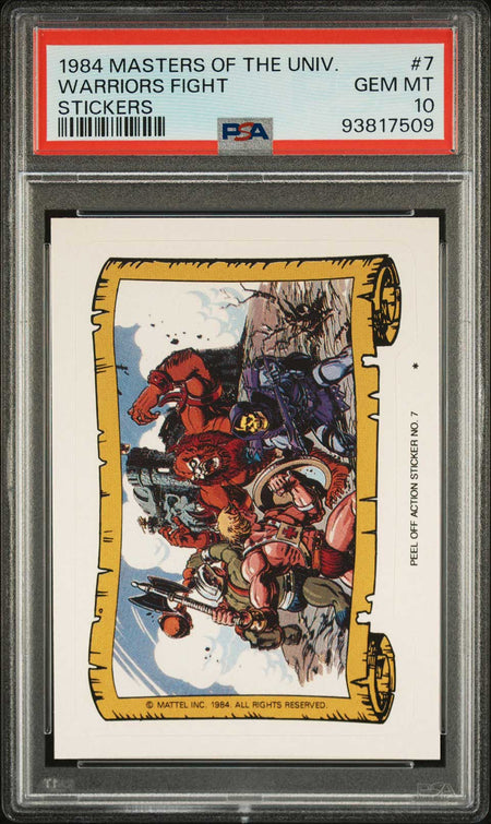 HE - MAN & SKELETOR Warriors Fight PSA 10 1984 Masters of the Universe Sticker #7 C1 Masters of the Universe Graded Cards Sticker - Hobby Gems