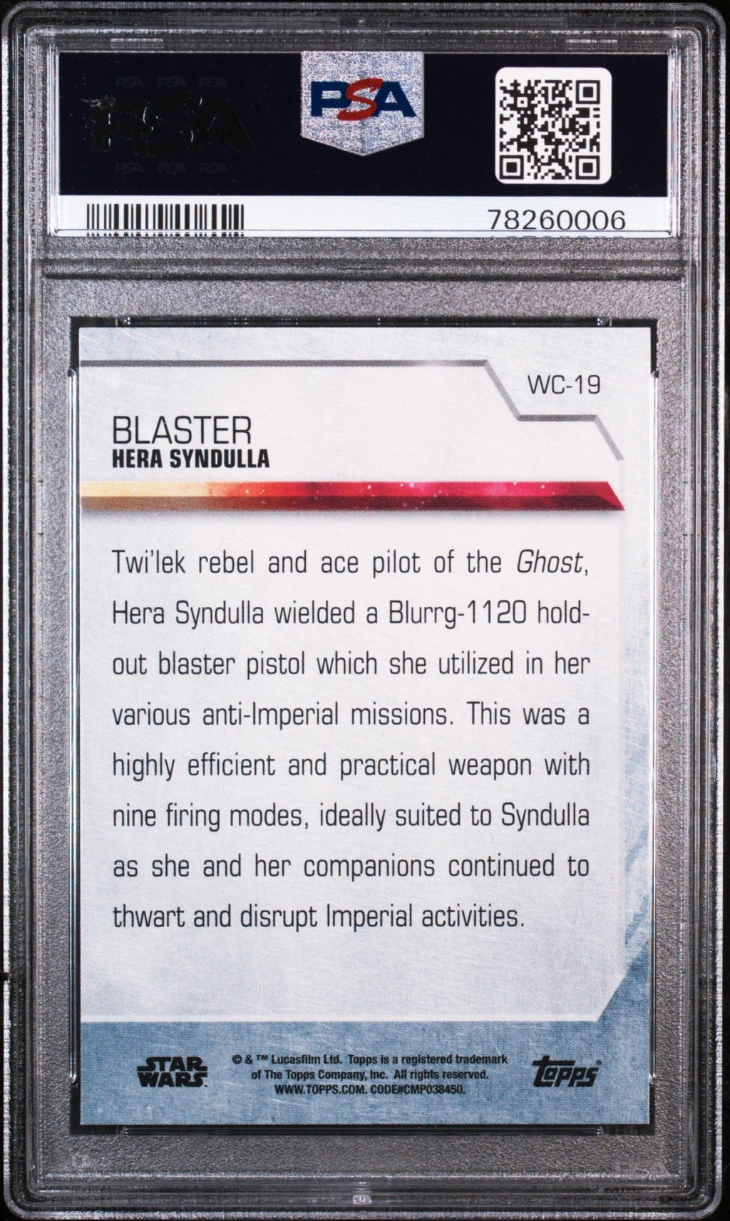 HERA SYNDULLA PSA 10 2020 Topps Women of Star Wars Weapon of Choice #WC19 Star Wars Base Graded Cards - Hobby Gems