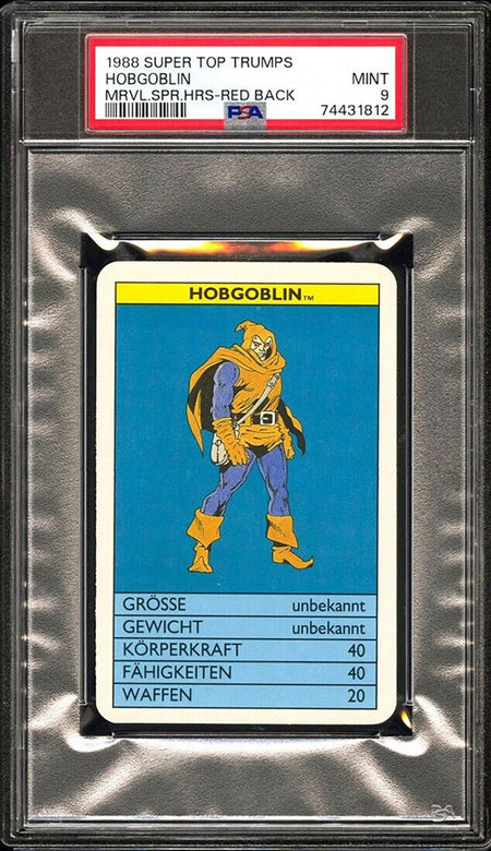 HOBGOBLIN PSA 9 1988 Super Top Trumps Marvel Super Heroes Red Back Marvel Base Graded Cards - Hobby Gems