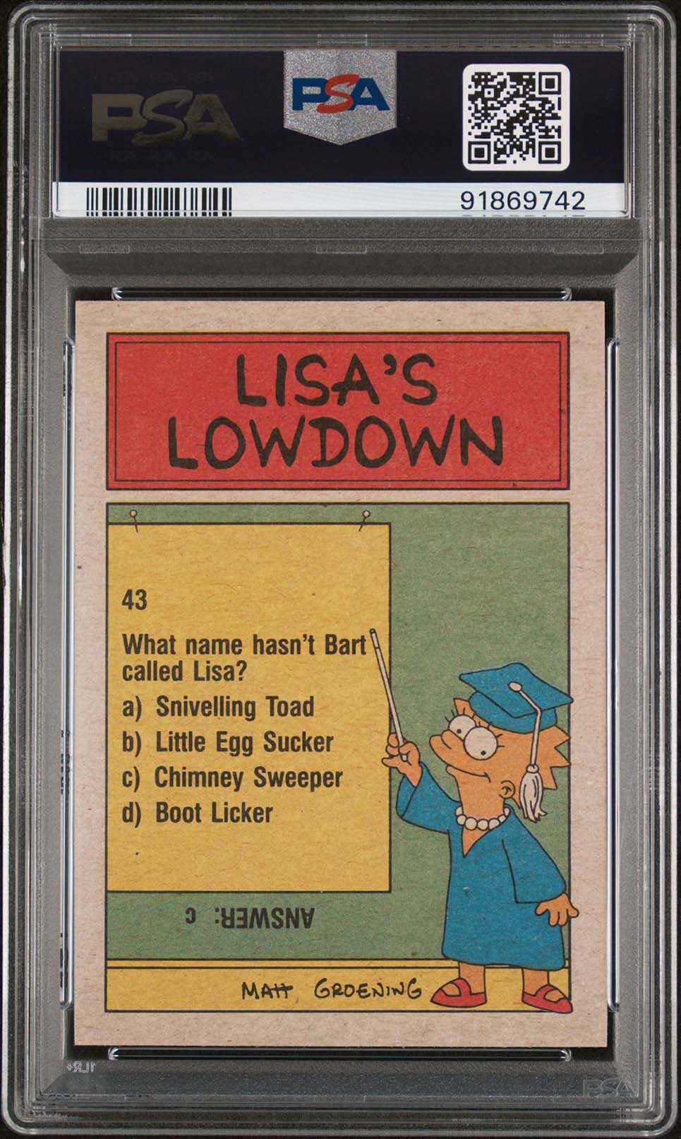 HOMER BART SIMPSON PSA 10 1990 Topps The Simpsons Who Ate My Cookies?!!! #57 The Simpsons Base Graded Cards - Hobby Gems