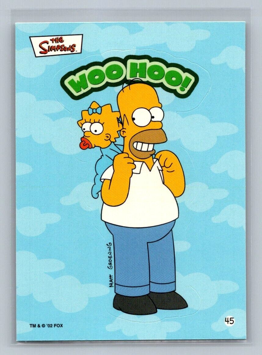 HOMER & MAGGIE SIMPSON WooHoo! 2002 Topps The Simpsons Sticker #45 C1 The Simpsons Sticker - Hobby Gems