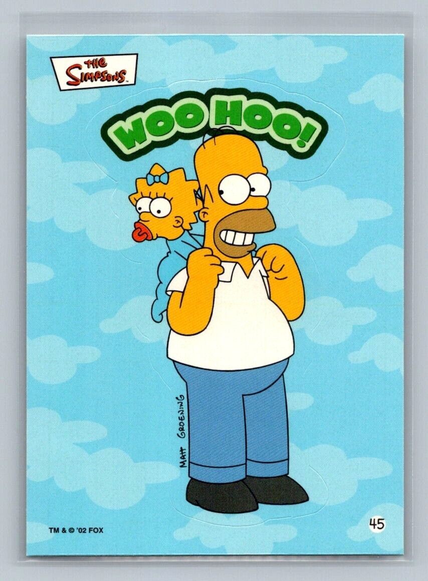 HOMER & MAGGIE SIMPSON WooHoo! 2002 Topps The Simpsons Sticker #45 C2 The Simpsons Sticker - Hobby Gems