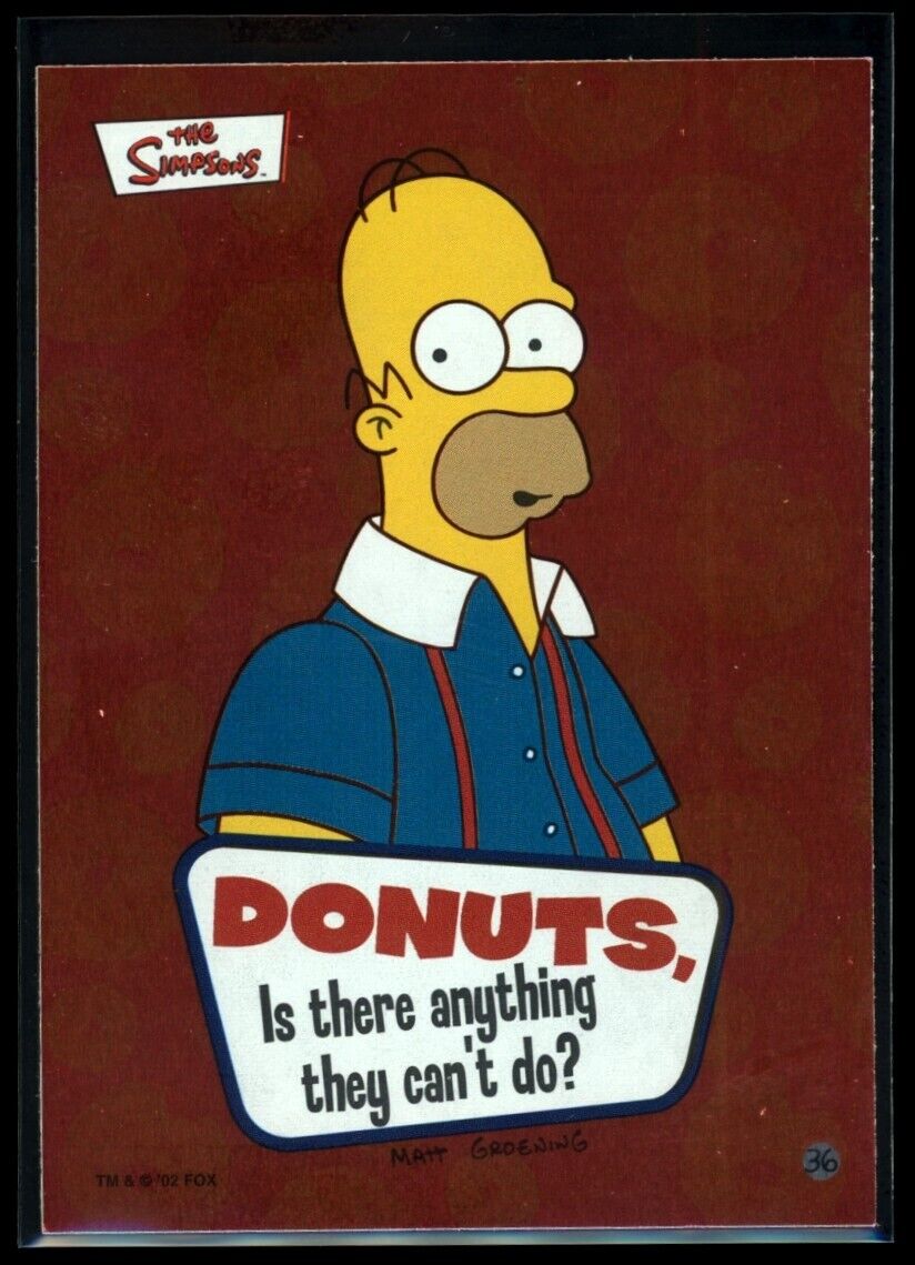 HOMER SIMPSON Donuts 2002 Topps The Simpsons Sticker Foil #36 The Simpsons Sticker - Hobby Gems