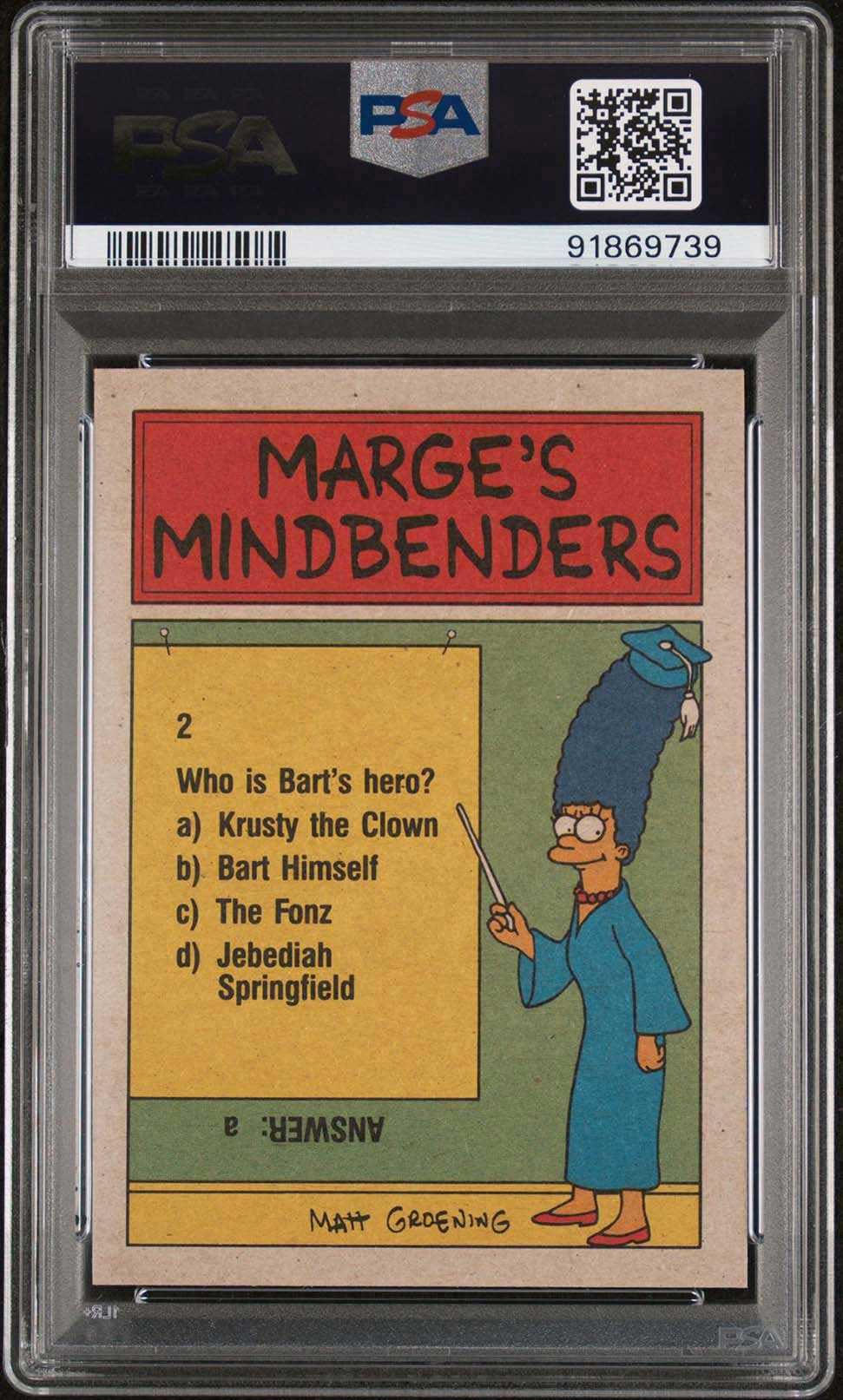 HOMER SIMPSON PSA 10 1990 Topps The Simpsons Bart! Did You Eat All the Pork Rinds? #41 The Simpsons Base Graded Cards - Hobby Gems