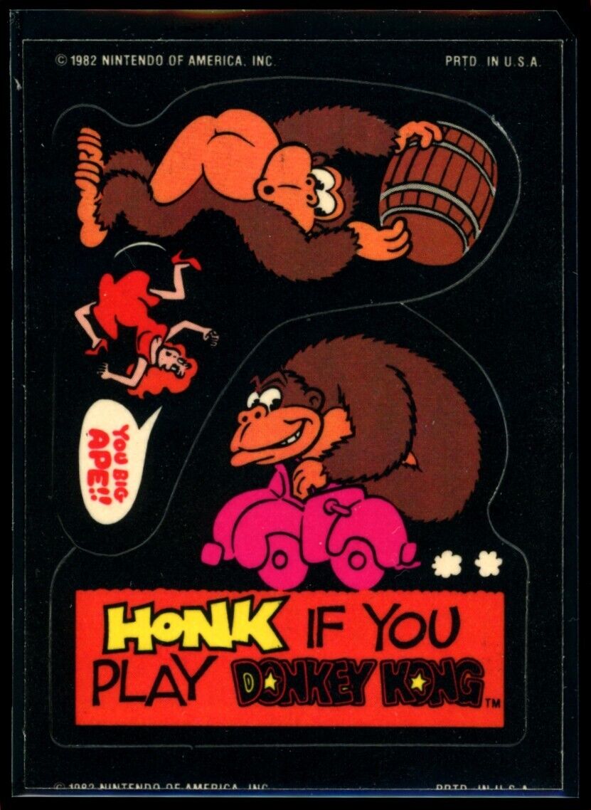 HONK IF YOU PLAY DONKEY KONG Princess Peach 1982 Topps Donkey Kong Sticker NM C2 Nintendo Sticker - Hobby Gems