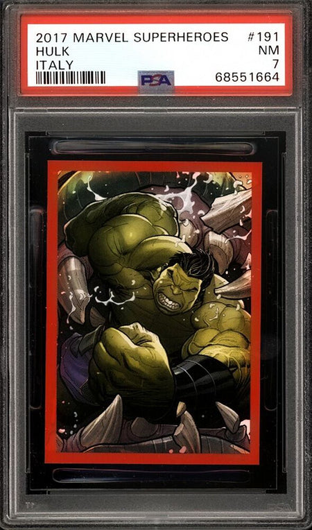 HULK PSA 7 2017 Panini Marvel SuperHeroes Sticker #191 Italy Marvel Graded Cards Sticker - Hobby Gems