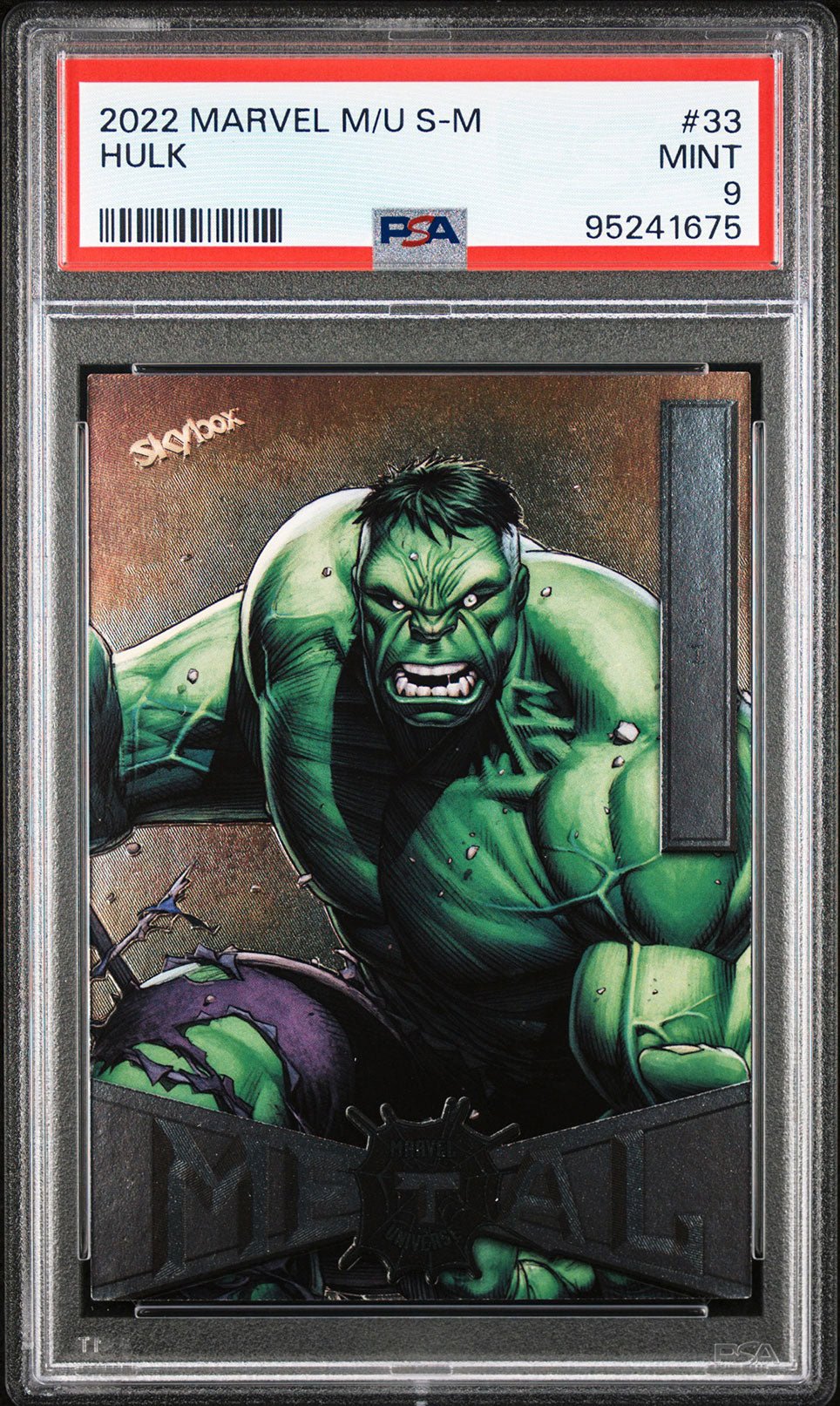 HULK PSA 9 2022 Skybox Marvel Metal Universe Spider - Man #33 Marvel Base Graded Cards - Hobby Gems