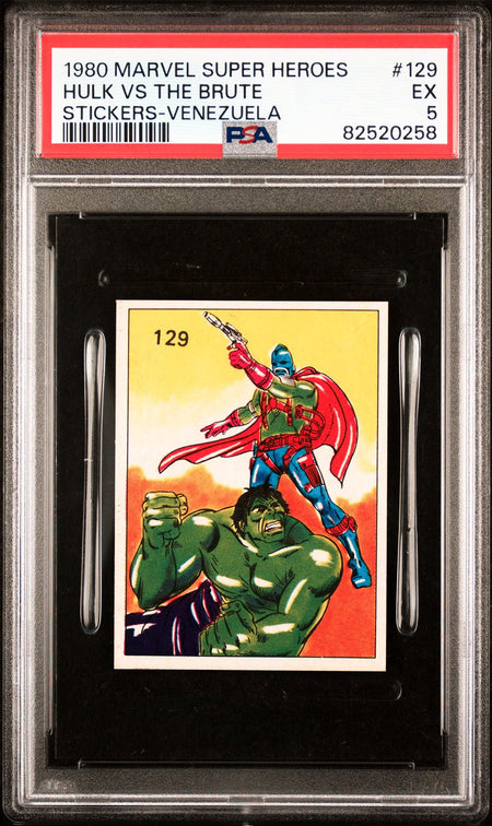 HULK THE BRUTE PSA 5 1980 Marvel Super Heroes Stickers-Venezuela #129 Marvel Graded Cards Sticker - Hobby Gems