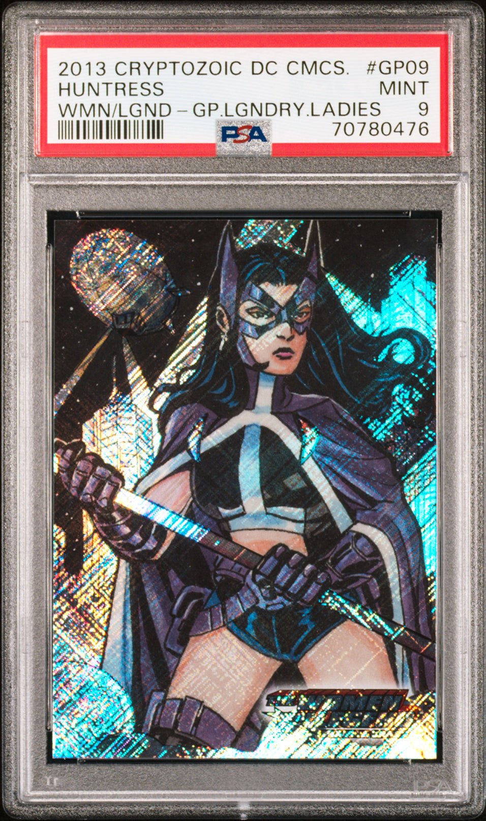 HUNTRESS PSA 9 2013 DC Comics The Women of Legend Gail's Picks Foil #GP-09 DC Comics Graded Cards Insert - Hobby Gems