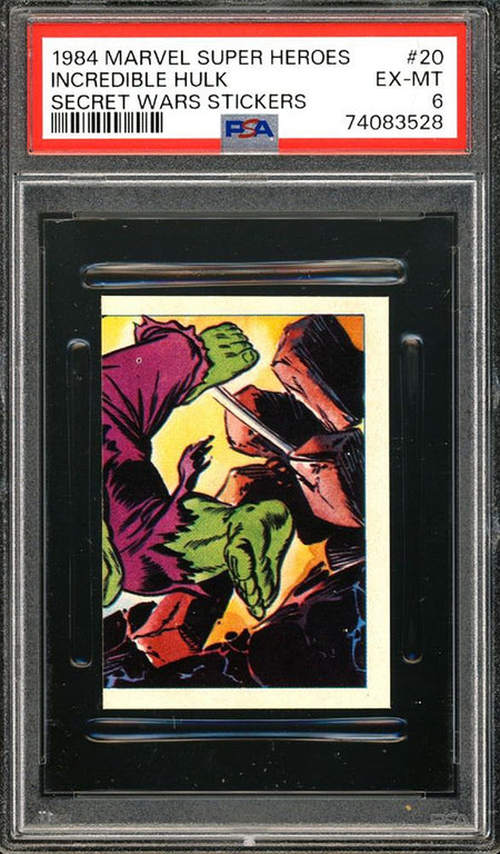 INCREDIBLE HULK PSA 6 1984 Marvel Super Heroes Secret Wars Stickers #20 Marvel Graded Cards Sticker - Hobby Gems