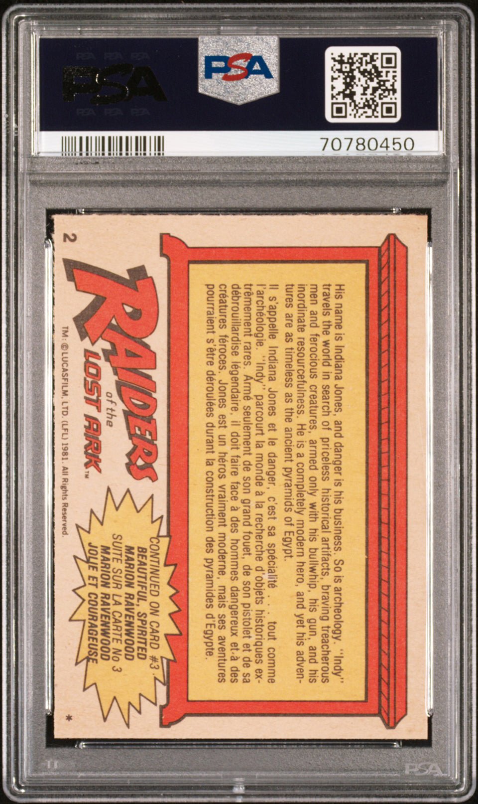 INDIANA JONES PSA 8 1981 O-Pee-Chee Raiders of the Lost Ark #2 C1 Indiana Jones Base Graded Cards - Hobby Gems