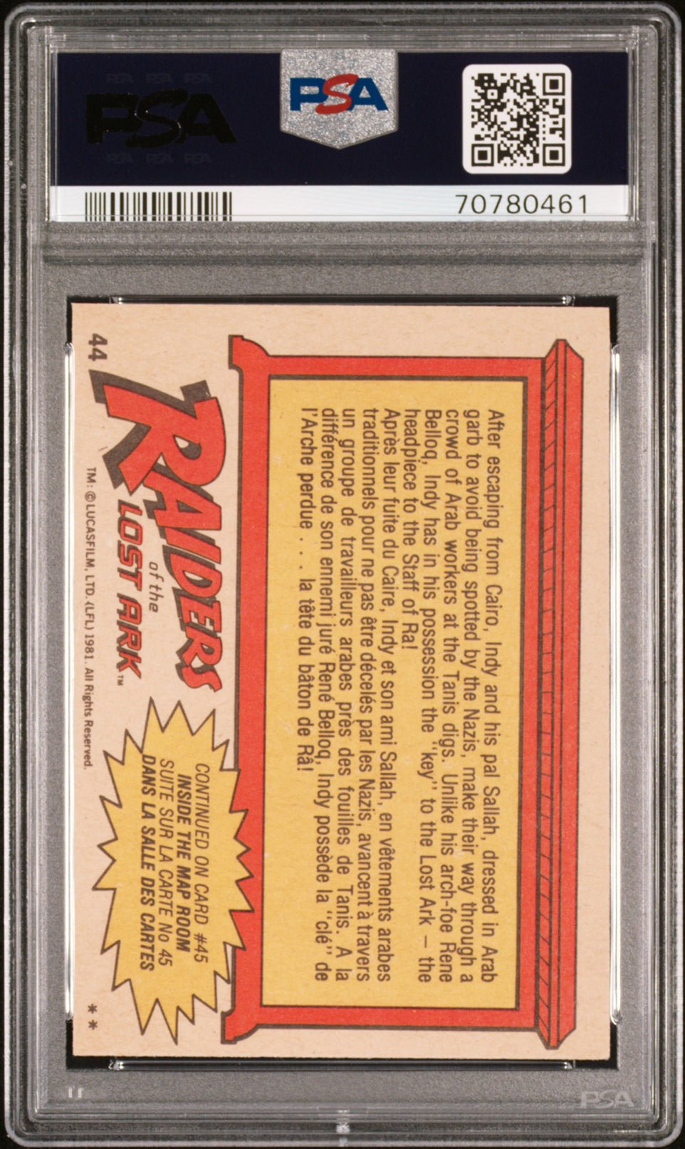 INDY AND SALLAH...IN DISGUISE! PSA 7 1981 O-Pee-Chee Raiders of the Lost Ark #44 Indiana Jones Base Graded Cards - Hobby Gems