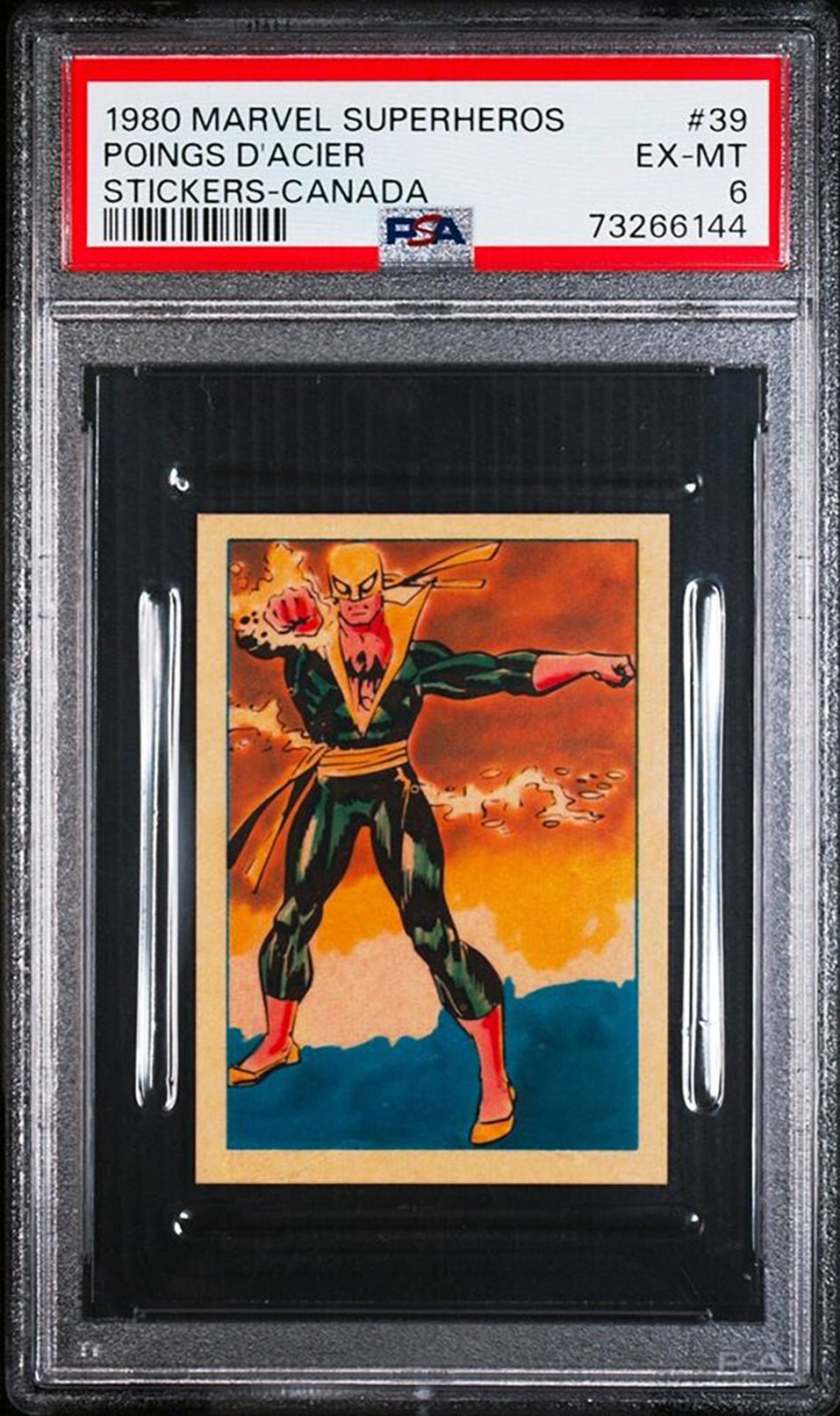 IRON FIST PSA 6 1980 Marvel Superheroes Stickers-Canada Sticker #39 Marvel Graded Cards Sticker - Hobby Gems