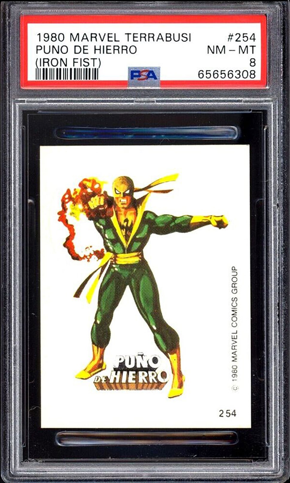 IRON FIST PSA 8 1980 Marvel Terrabusi Sticker #254 C1 Marvel Graded Cards Sticker - Hobby Gems