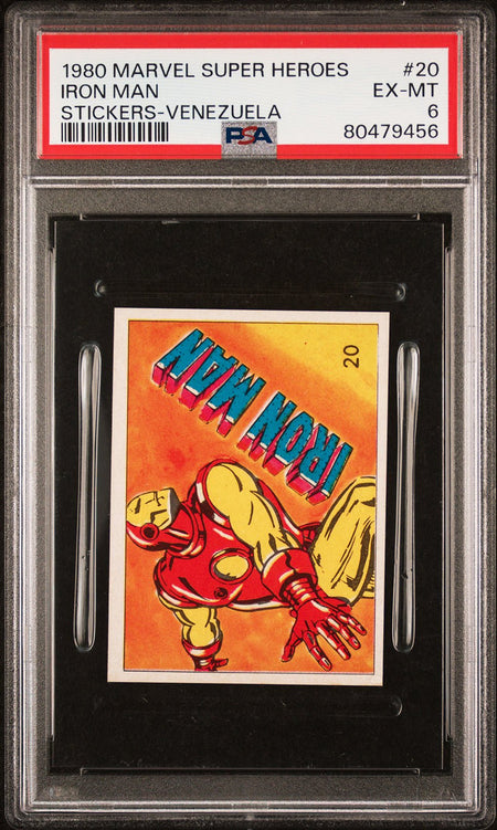 IRON MAN PSA 6 1980 Marvel Super Heroes Sticker Venezuela #20 Marvel Graded Cards Sticker - Hobby Gems