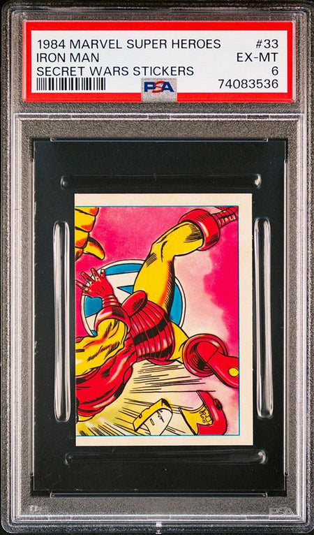 IRON MAN PSA 6 1984 Marvel Super Heroes Secret Wars Stickers #33 Marvel Graded Cards Sticker - Hobby Gems