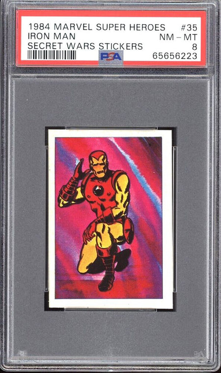 IRON MAN PSA 8 1984 Marvel Super Heroes Secret Wars Stickers #35 C3 Marvel Graded Cards Sticker - Hobby Gems