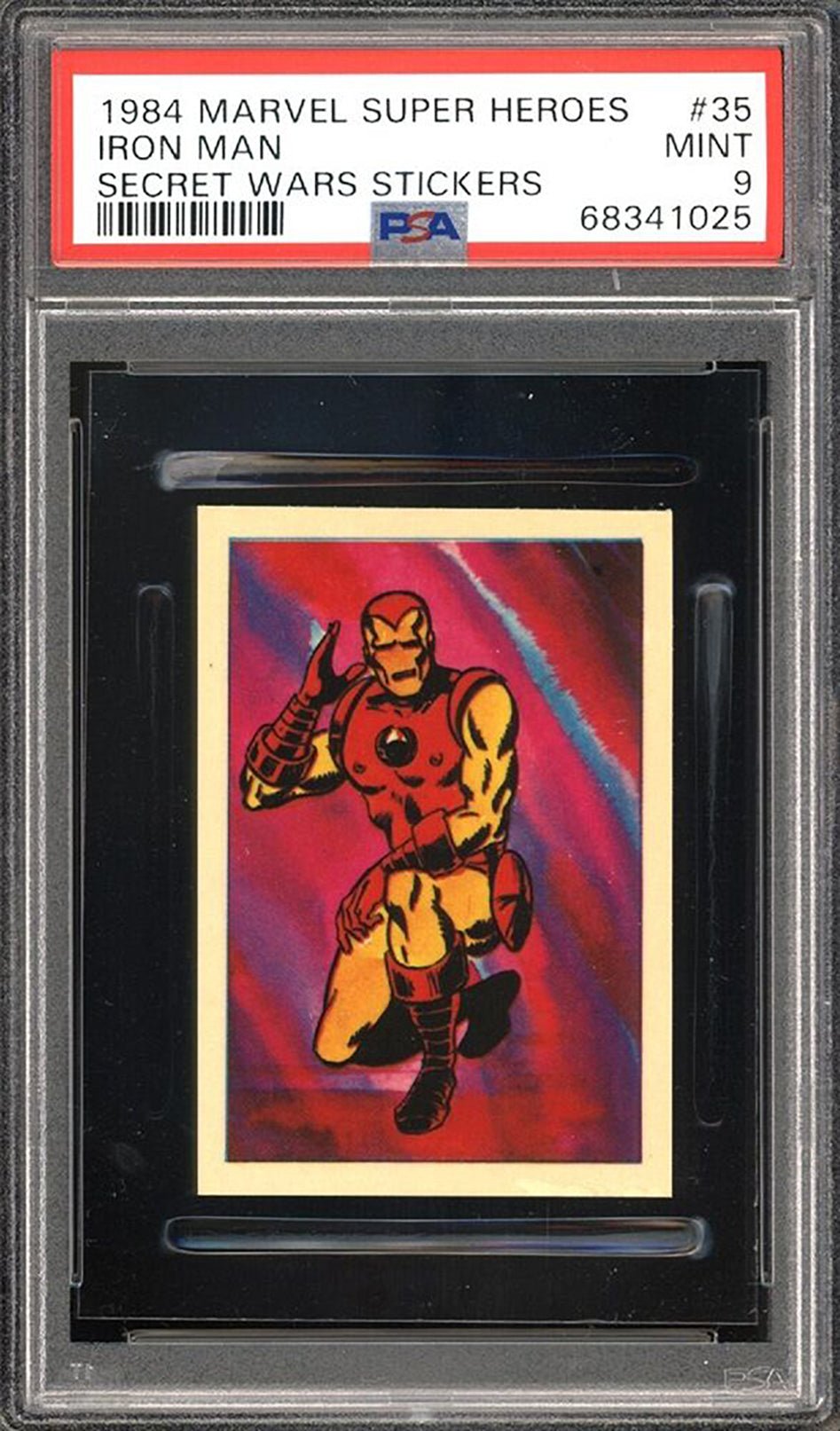 IRON MAN PSA 9 1984 Marvel Super Hereos Secret Wars Sticker #35 C2 Marvel Graded Cards Sticker - Hobby Gems