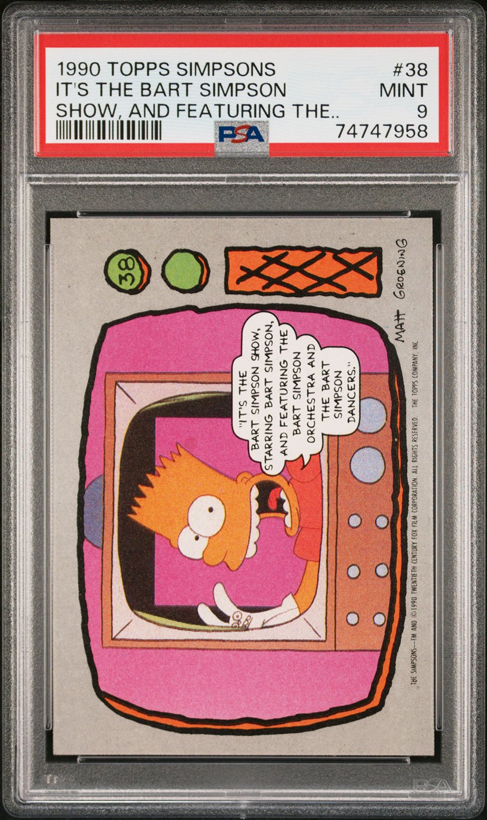 IT'S THE BART SIMPSON SHOW PSA 9 1990 Topps The Simpsons #38 The Simpsons Base Graded Cards - Hobby Gems