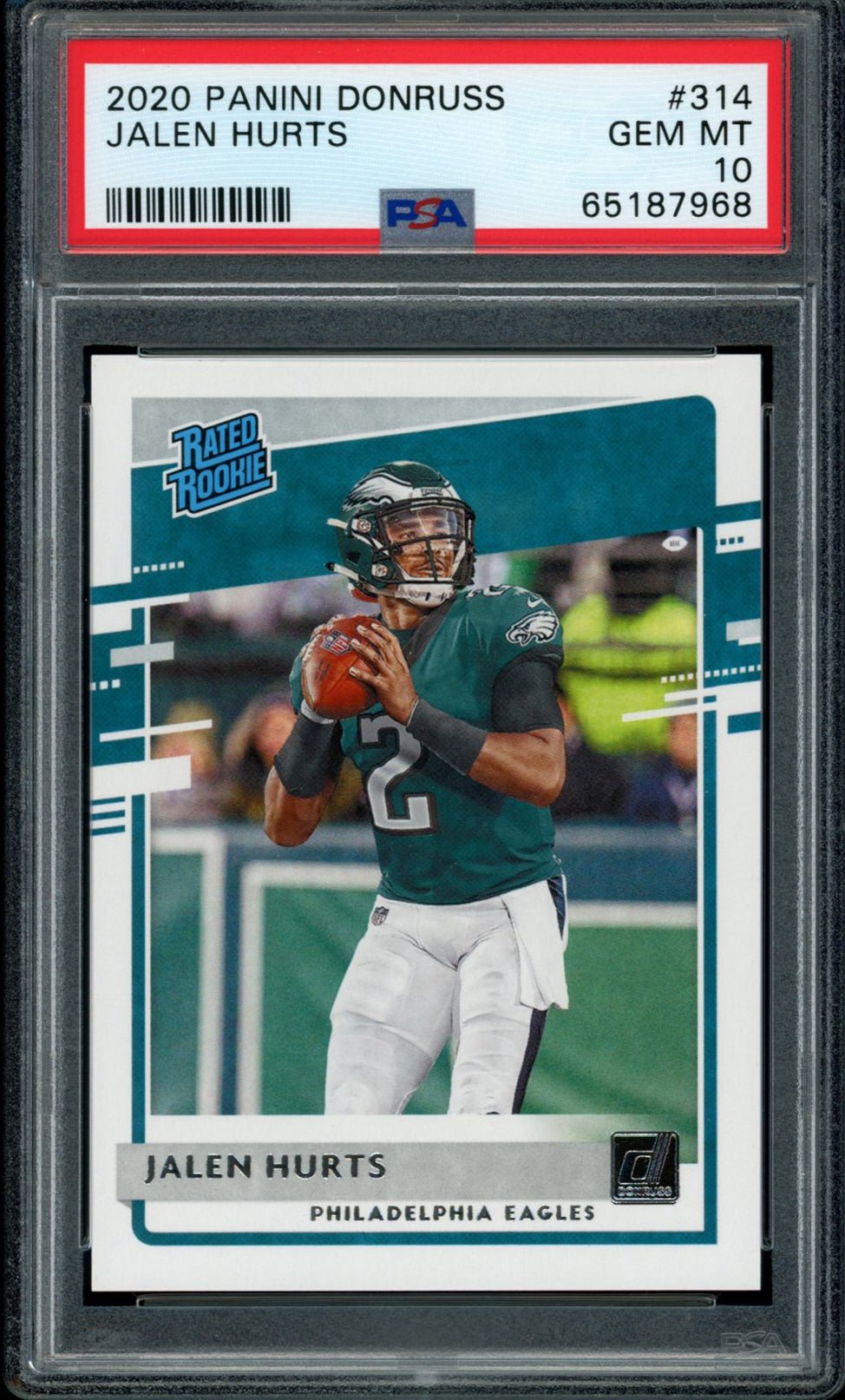 JALEN HURTS PSA 10 2020 Panini Donruss RC Rated Rookie #314 C2 Football Base Graded Cards RC - Hobby Gems