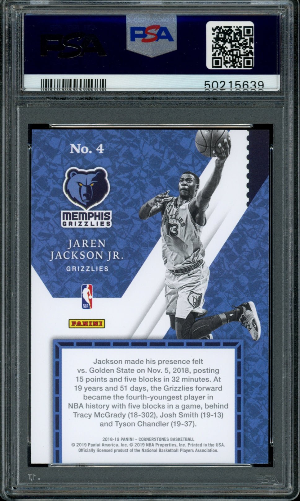 JAREN JACKSON JR PSA 10 2018-19 Panini Cornerstones Startups RC #4 Basketball Graded Cards Insert RC - Hobby Gems