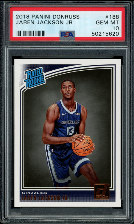 JAREN JACKSON JR PSA 10 2018-19 Panini Donruss RC #188 Basketball Base Graded Cards RC - Hobby Gems