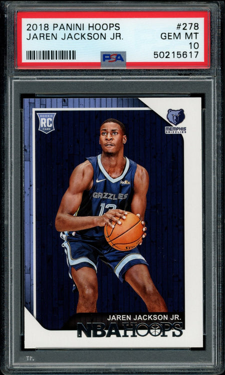 JAREN JACKSON JR PSA 10 2018-19 Panini NBA Hoops RC #278 Basketball Base Graded Cards RC - Hobby Gems