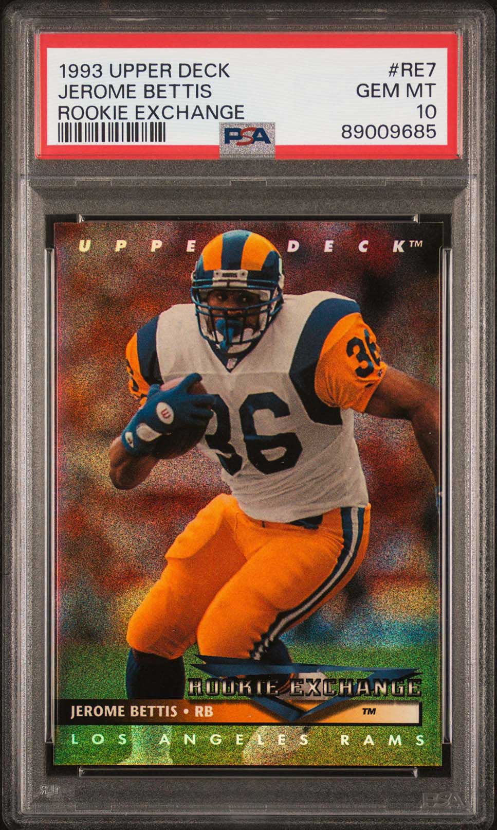 JEROME BETTIS PSA 10 1993 Upper Deck Rookie Exchange #RE7 Football Base Graded Cards RC - Hobby Gems