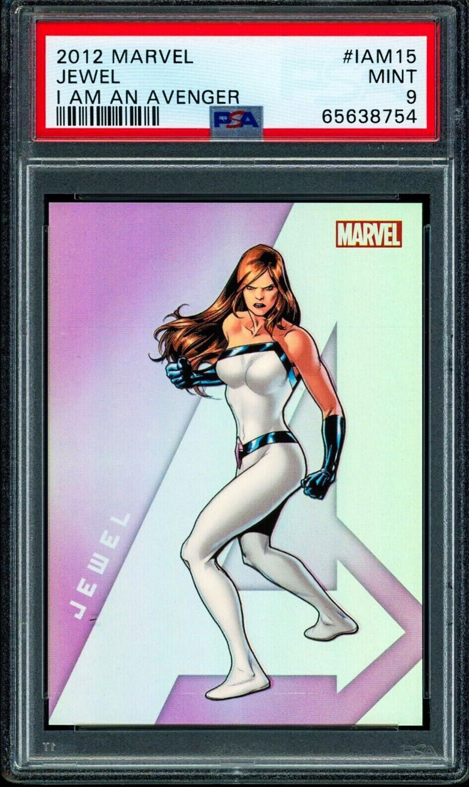 JEWEL PSA 9 2012 Rittenhouse Marvel Greatest Heroes I am an Avenger Foil #IAM15 Marvel Graded Cards Insert - Hobby Gems