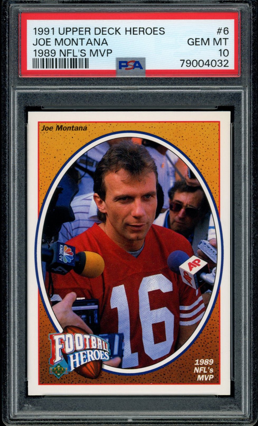 JOE MONTANA PSA 10 1991 Upper Deck Heroes 1989 NFL's MVP #6 Football Graded Cards Insert - Hobby Gems