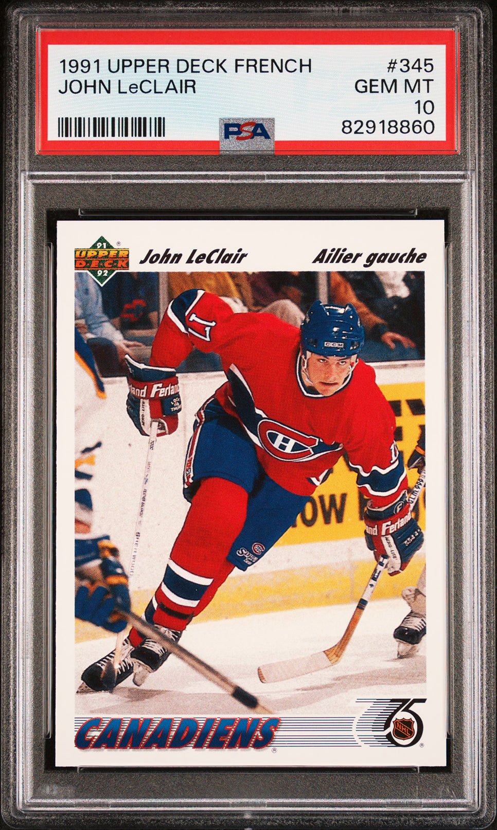 JOHN LECLAIR PSA 10 1991-92 Upper Deck French #345 Hockey Base Graded Cards - Hobby Gems